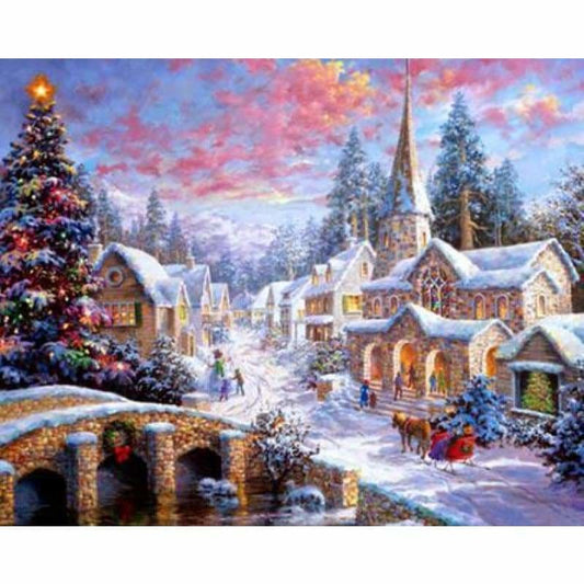 Full Drill - 5D DIY Diamond Painting Kits Cartoon Snowy Countryside In Winter - NEEDLEWORK KITS