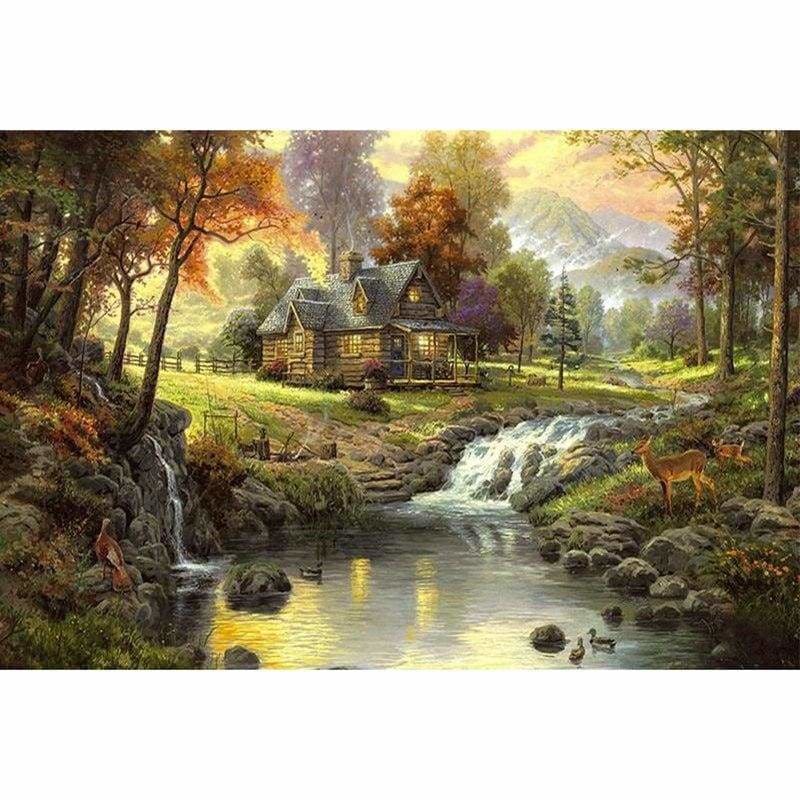 Full Drill - 5D DIY Diamond Painting Kits Dream House Lake 