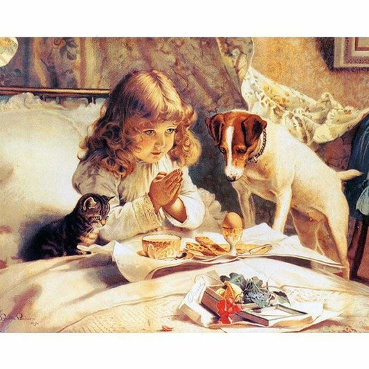 Full Drill - 5D DIY Diamond Painting Kits Girl Cats Dogs