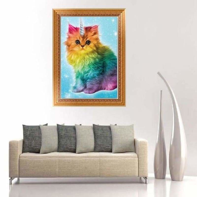 Full Drill - 5D DIY Diamond Painting Kits Lovely Rainbow Cat