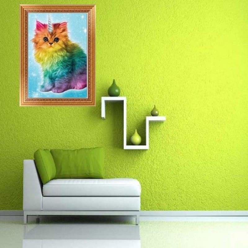 Full Drill - 5D DIY Diamond Painting Kits Lovely Rainbow Cat