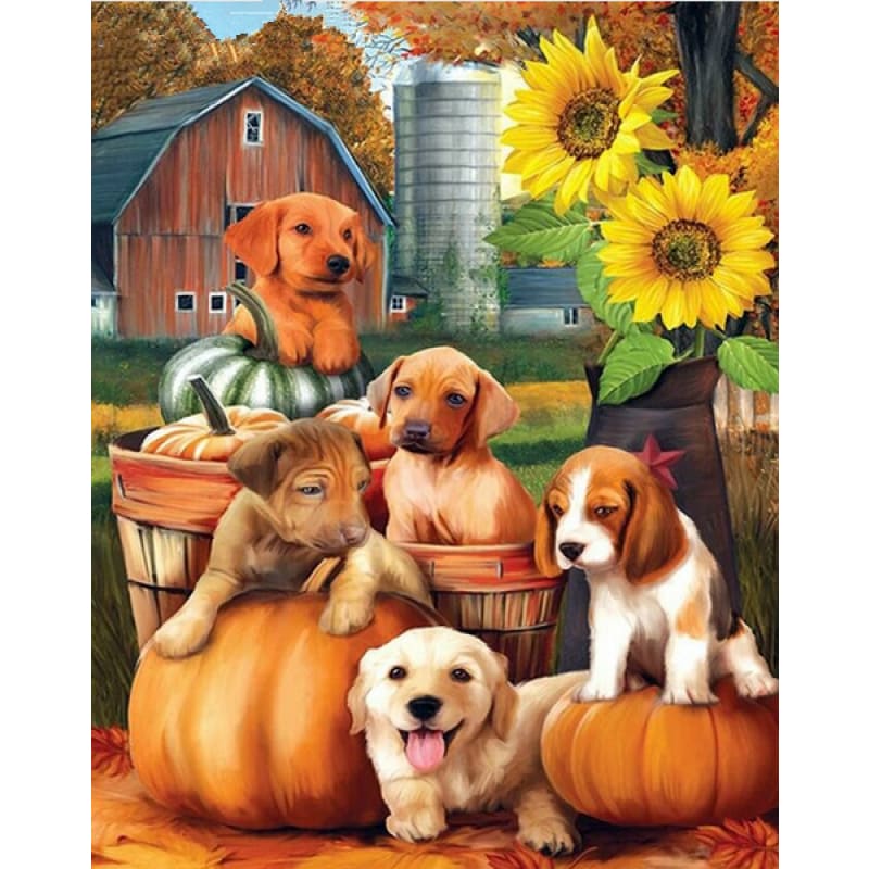 Full Drill - 5D DIY Diamond Painting Kits Pet Cute Dog Farm 