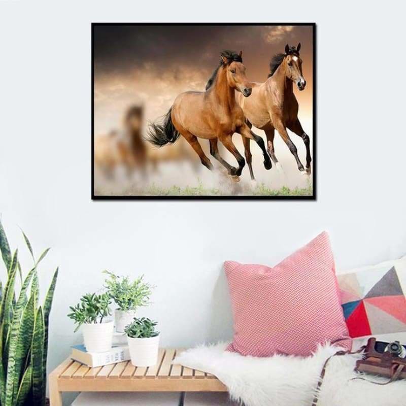 Full Drill - 5D DIY Diamond Painting Kits Running Horses - 3