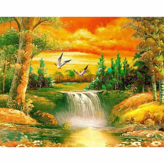 Full Drill - 5D DIY Diamond Painting Kits Waterfall Scenery 