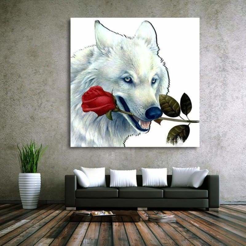 Full Drill - 5D DIY Diamond Painting Kits White Wolf Rose