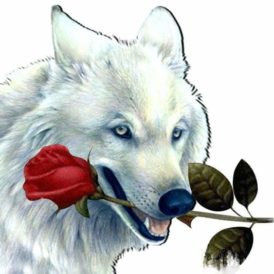 Full Drill - 5D DIY Diamond Painting Kits White Wolf Rose