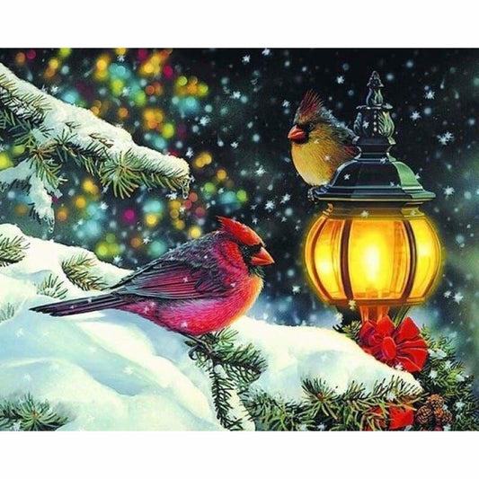 Full Drill - 5D DIY Diamond Painting Kits Winter Bird Red -