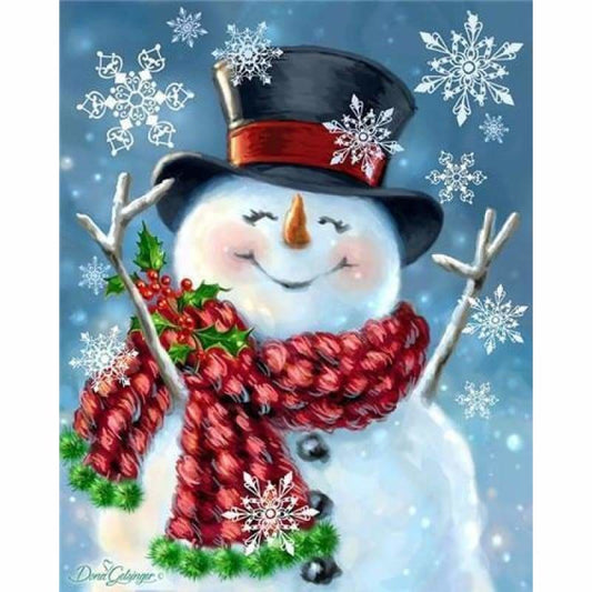 Full Drill - 5D DIY Diamond Painting Kits Winter Cartoon Happy Snowman - NEEDLEWORK KITS