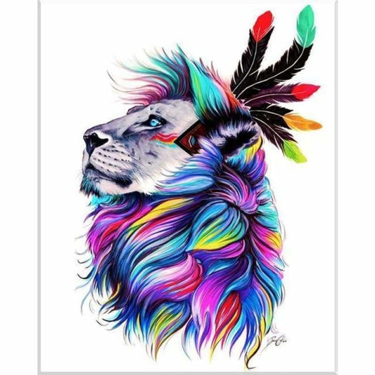 Full Drill - 5D DIY Diamond Painting Kits Colorful Dream Indian Lion - NEEDLEWORK KITS