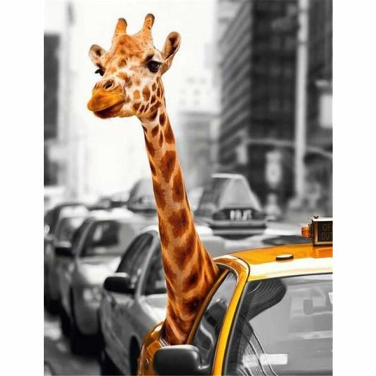 Giraffe In The Car Full Drill - 5D Diy Diamond Painting Kit