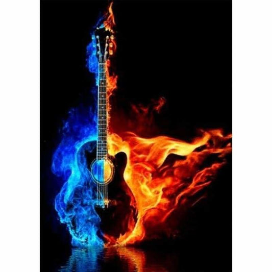 Guitar In Flames- Full Drill Diamond Painting - NEEDLEWORK KITS