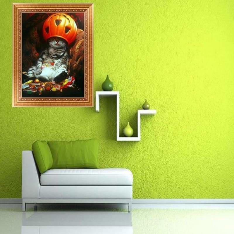 Halloween Pumpkin Cat Full Drill - 5D Diy Diamond Painting 