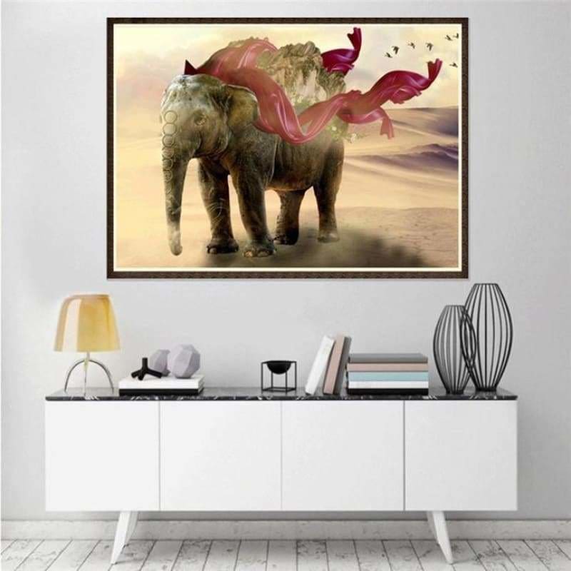 Full Drill - 5D DIY Diamond Painting Kits Cartoon Artistic Elephant Mountain - NEEDLEWORK KITS