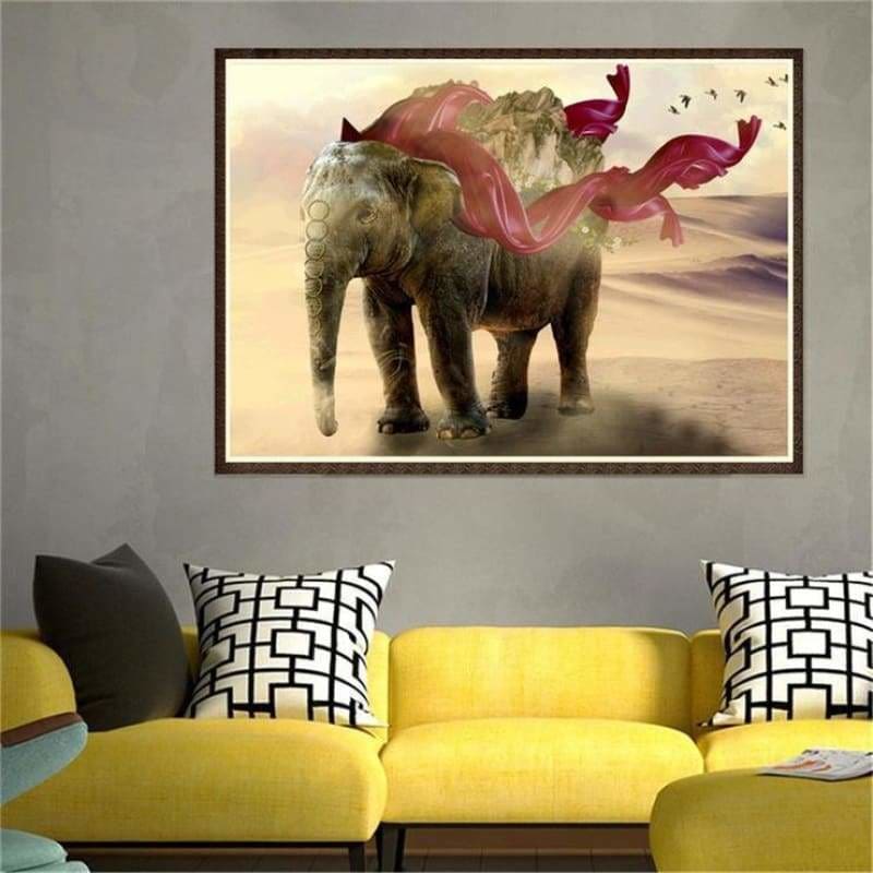 Full Drill - 5D DIY Diamond Painting Kits Cartoon Artistic Elephant Mountain - NEEDLEWORK KITS