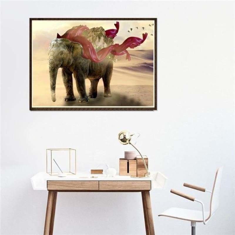 Full Drill - 5D DIY Diamond Painting Kits Cartoon Artistic Elephant Mountain - NEEDLEWORK KITS