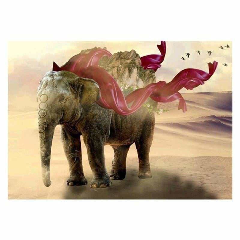 Full Drill - 5D DIY Diamond Painting Kits Cartoon Artistic Elephant Mountain - NEEDLEWORK KITS