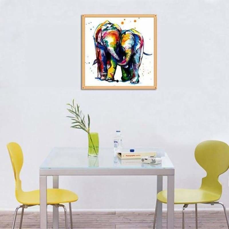 Full Drill - 5D DIY Diamond Painting Kits Cartoon Watercolor Elephants Lover - NEEDLEWORK KITS