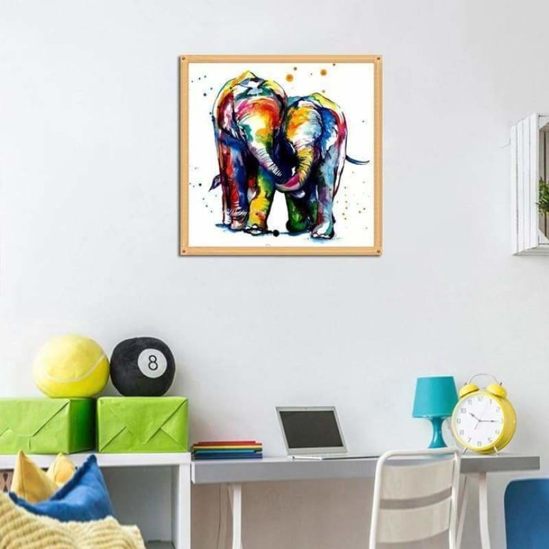 Full Drill - 5D DIY Diamond Painting Kits Cartoon Watercolor Elephants Lover - NEEDLEWORK KITS