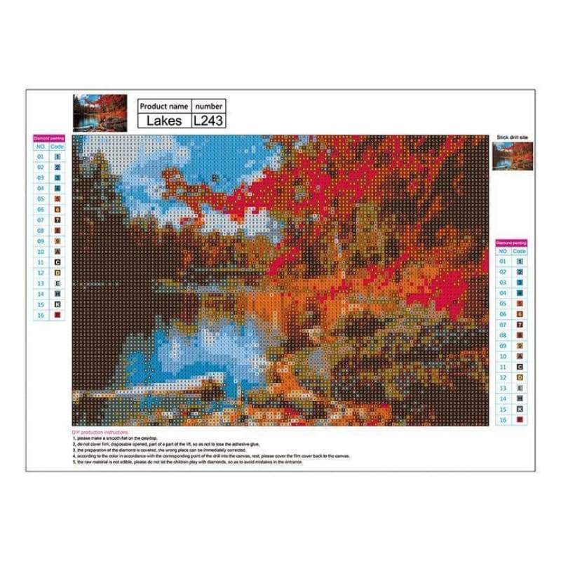 Full Drill - 5D DIY Diamond Painting Kits Charming Autumn Forest Clear Lake - NEEDLEWORK KITS