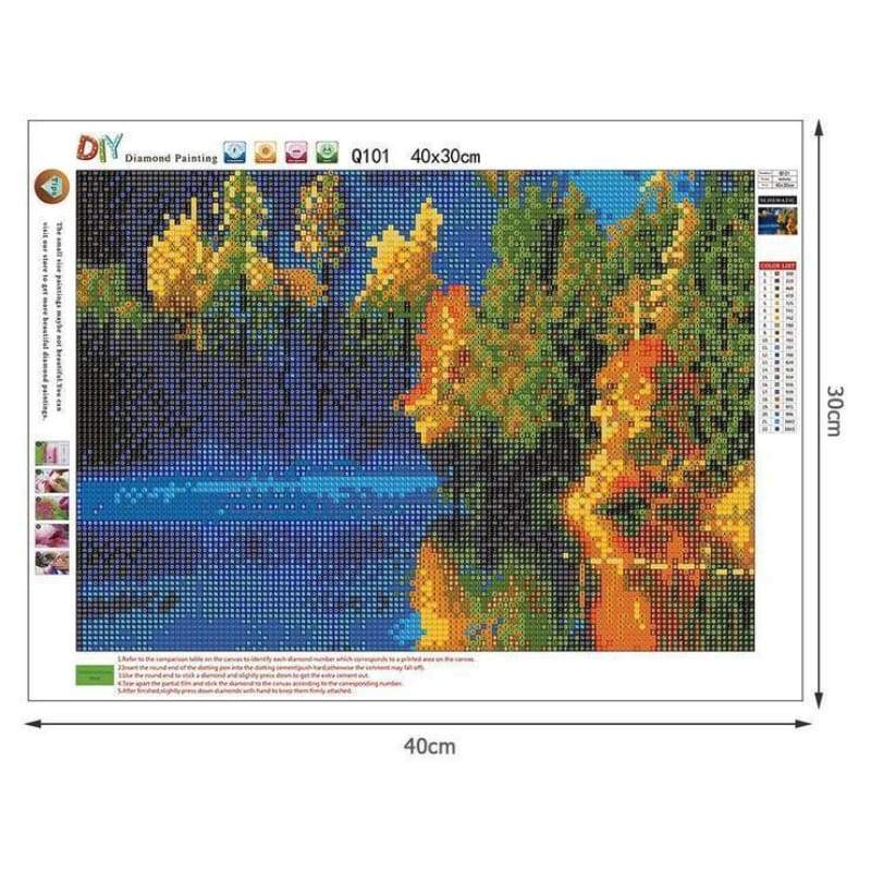 Full Drill - 5D DIY Diamond Painting Kits Charming Autumn Forest Clear Lake - NEEDLEWORK KITS