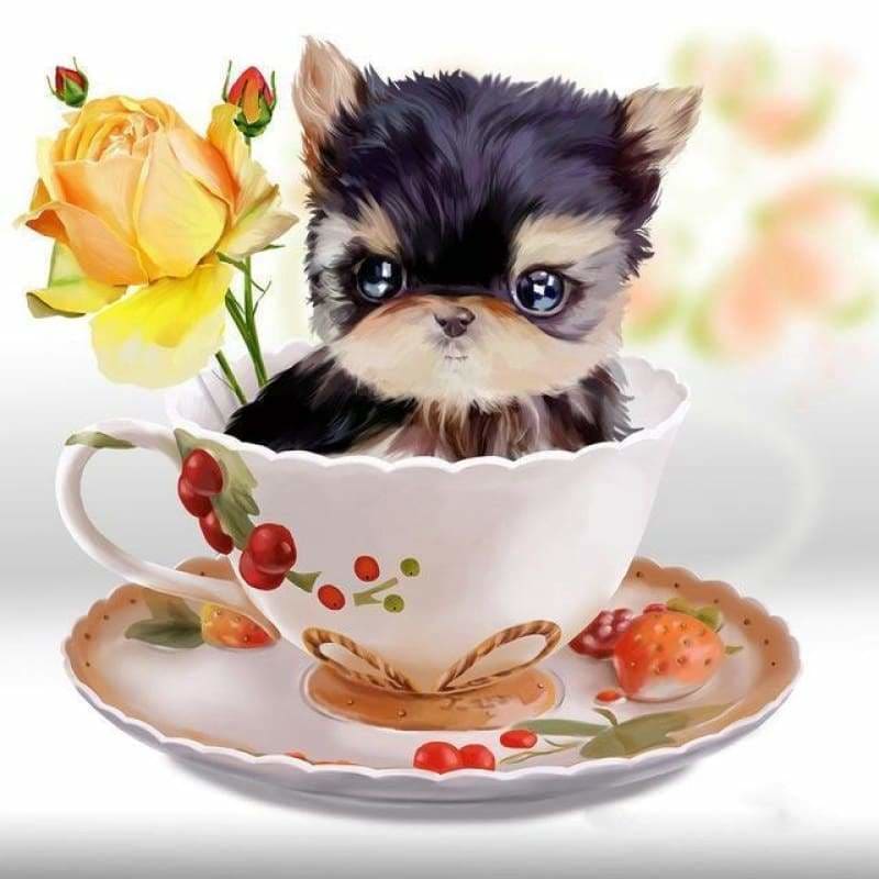 Hot Sale Cute Cat In Teacup Full Drill - 5D Diy Full Diamond