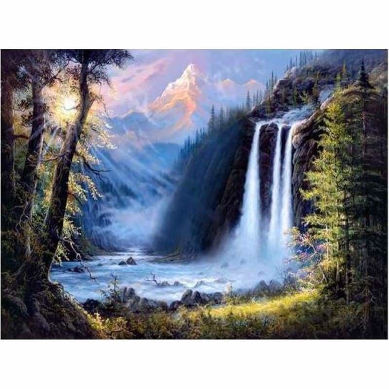 Full Drill - 5D DIY Diamond Painting Kits Grand Mountain Waterfalls - NEEDLEWORK KITS