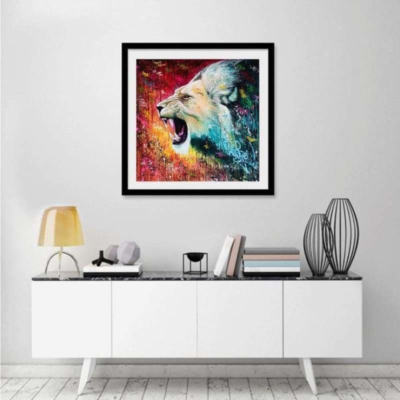 Full Drill - 5D DIY Diamond Painting Kits Watercolor Roaring Lion - NEEDLEWORK KITS