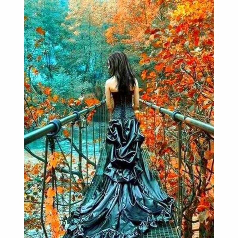 Landscape Autumn Nature Girl Full Drill - 5D Crystal Diamond