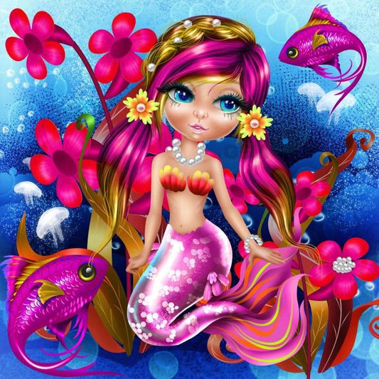 Mermaid & Fish. Full Drill Diamond Painting - Full Drill