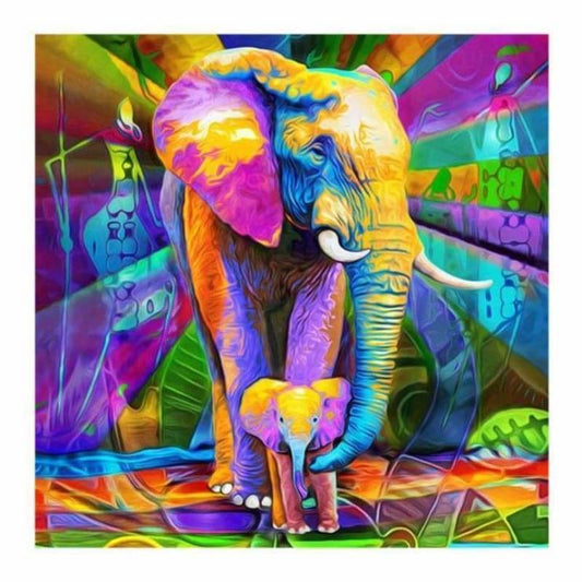 Full Drill - 5D DIY Diamond Painting Kits Artistic Colorful Elephant Family - NEEDLEWORK KITS
