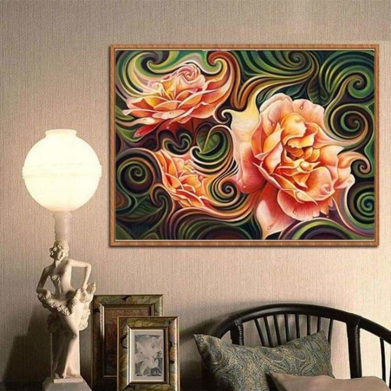 Modern Art Pink Abstract Flower Pattern Full Drill - 5D Diy 