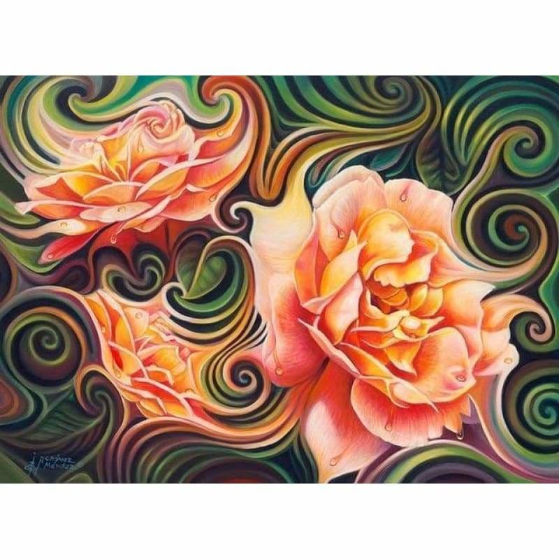 Modern Art Pink Abstract Flower Pattern Full Drill - 5D Diy 