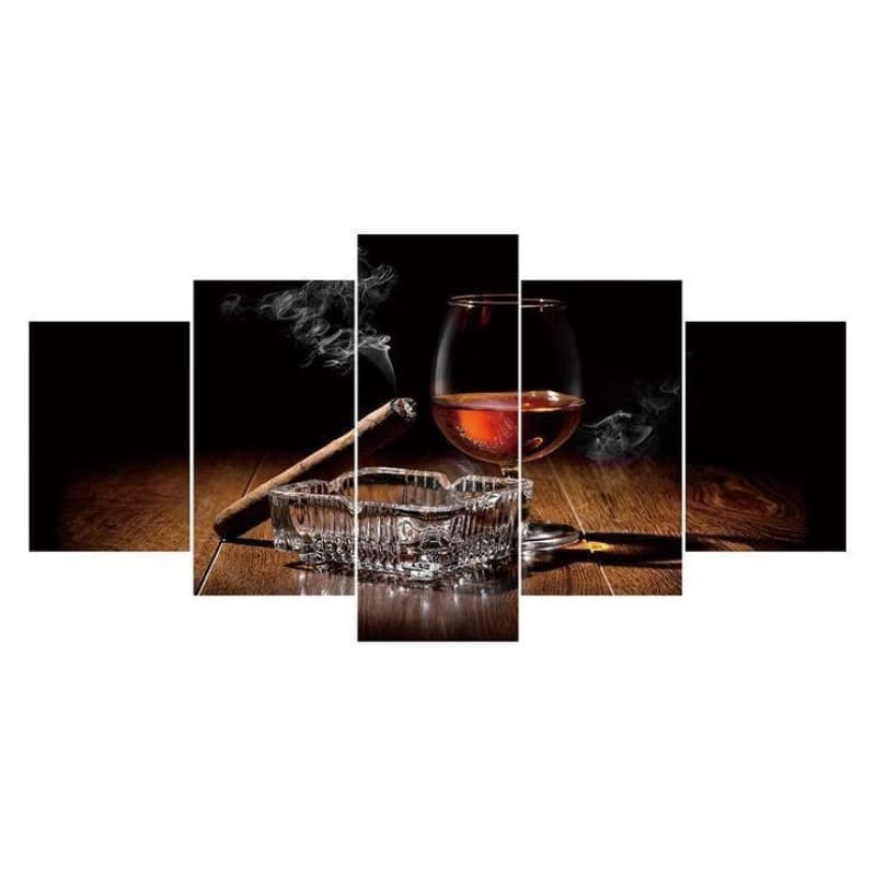 Full Drill - 5D DIY Diamond Painting Kits Multi Panel Wine Glasses And Cigars - NEEDLEWORK KITS