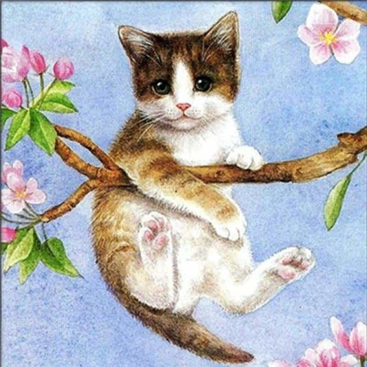 Full Drill - 5D DIY Diamond Painting Kits Pet Cat Gift on the Branch - NEEDLEWORK KITS