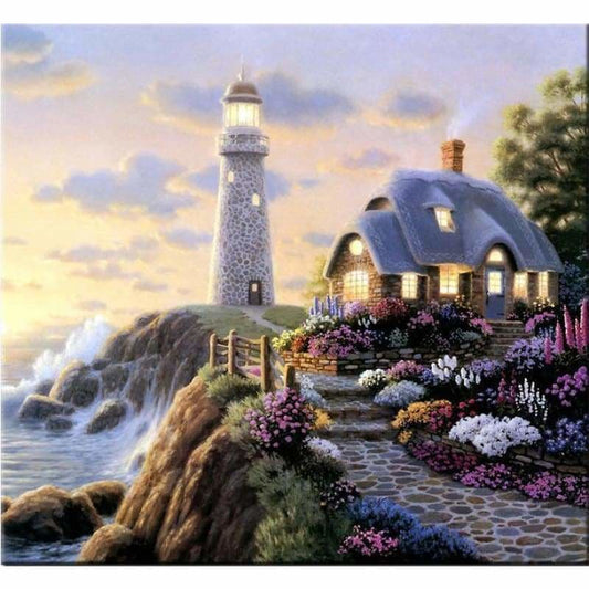 New Dream Cartoon Cottage Lighthouse Full Drill - 5D Diy 