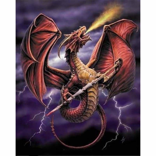 New Dream Flame Throwing Dragon Decor Full Drill - 5D Diy