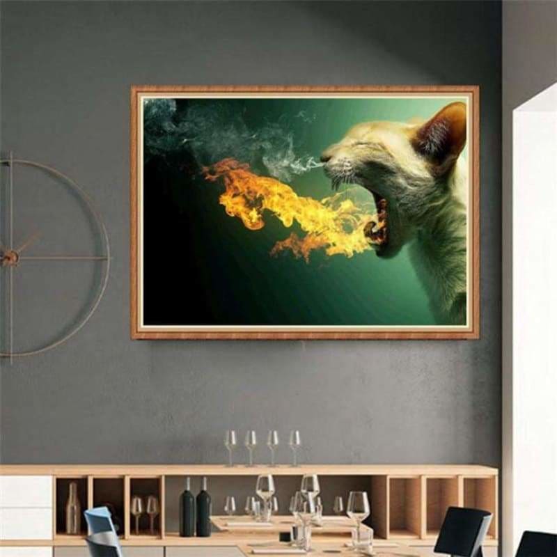 New Fire Fantasy Cat Full Drill - 5D Diy Diamond Painting 