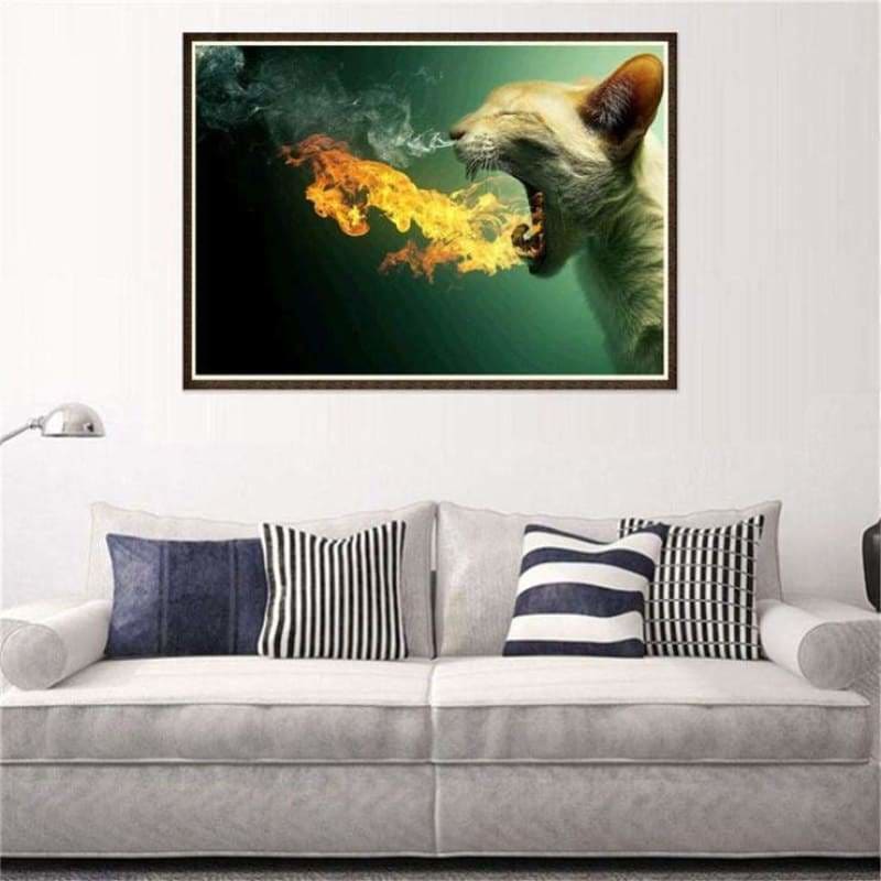 New Fire Fantasy Cat Full Drill - 5D Diy Diamond Painting 