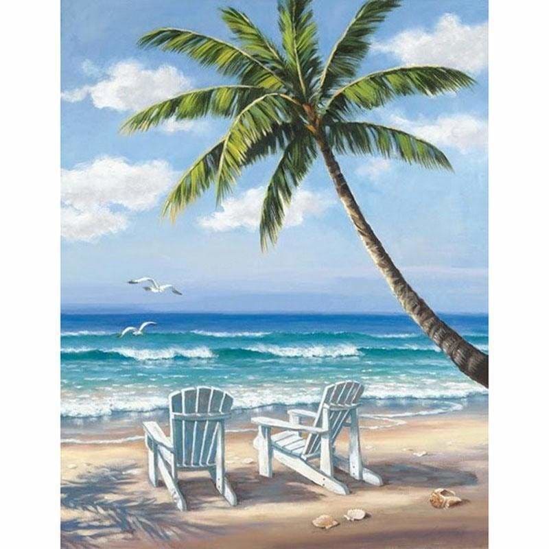 New Hot Sale Beach Seaside Palm Tree Full Drill - 5D Diy 