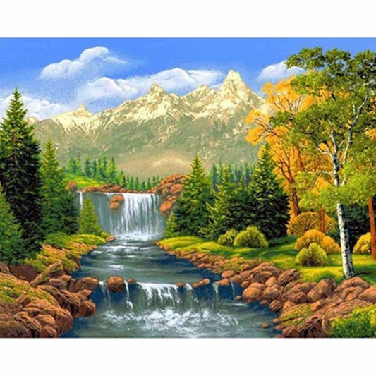 New Hot Sale Decor Landscape Waterfalls Mountain Full Drill 