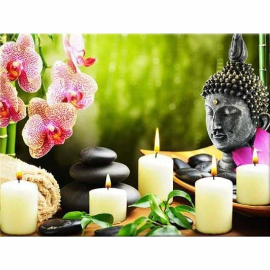 New Hot Sale Flower Orchid Stone Candle Full Drill - 5D Diy