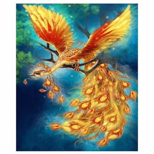 Full Drill - 5D DIY Diamond Painting Kits Gold Phoenix on the Branches - NEEDLEWORK KITS