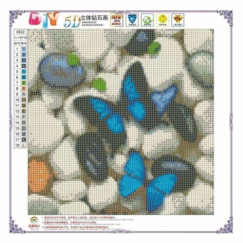 New Wall Decoration Blue Butterflys Full Drill - 5D Diy 