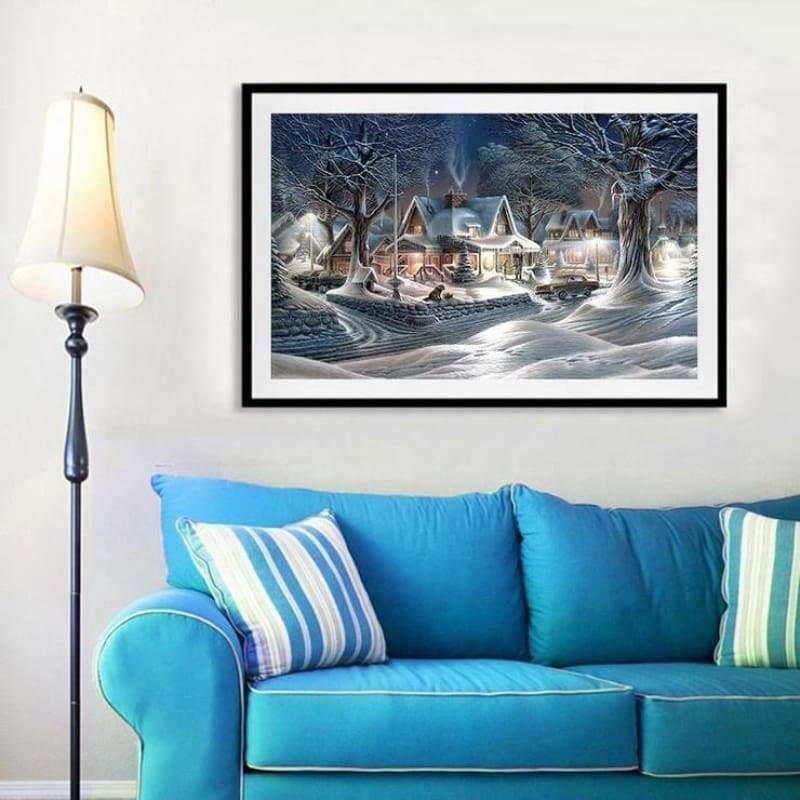 Full Drill - 5D DIY Diamond Painting Kits Winter Landscape Village Cottage - NEEDLEWORK KITS