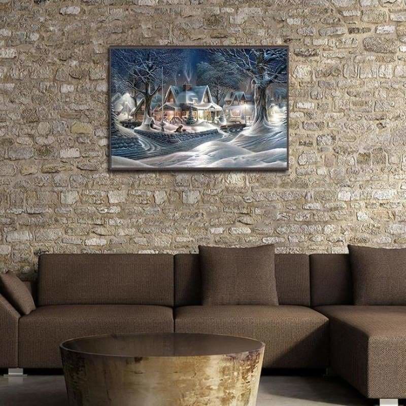 Full Drill - 5D DIY Diamond Painting Kits Winter Landscape Village Cottage - NEEDLEWORK KITS