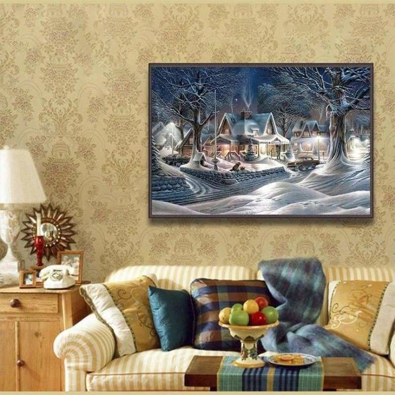 Full Drill - 5D DIY Diamond Painting Kits Winter Landscape Village Cottage - NEEDLEWORK KITS