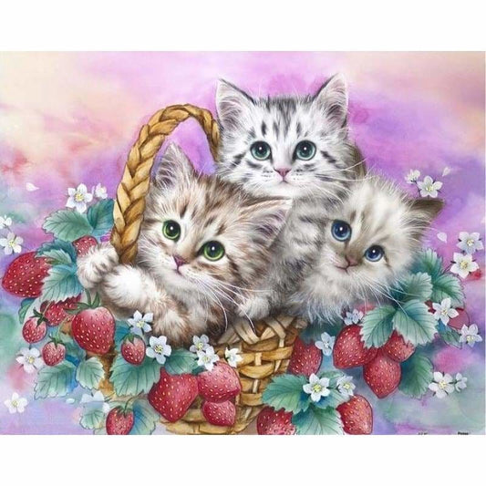Oil Painting Style Cat In Basket Full Drill - 5D DIY Diamond