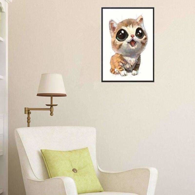 Oil Painting Style Cute Cat Full Drill - 5D Diy Diamond 