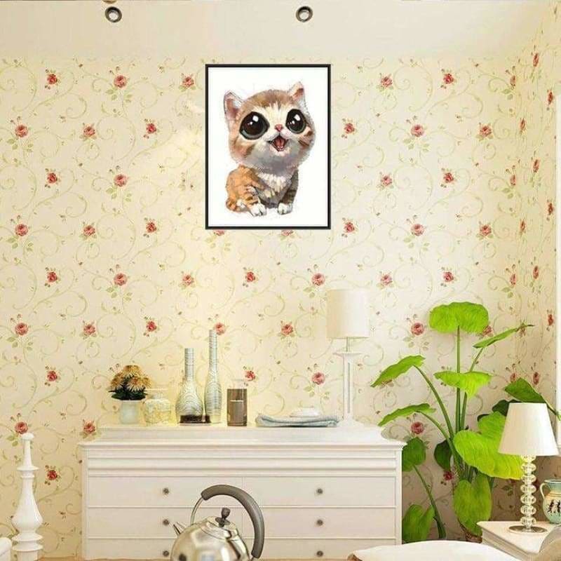 Oil Painting Style Cute Cat Full Drill - 5D Diy Diamond 