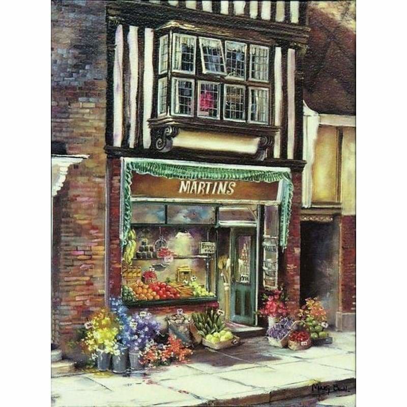 Oil Painting Style Landscape Street Wall Decor Full Drill - 